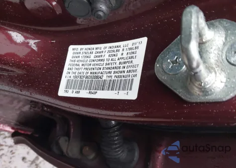 2013 Honda Civic Ex-L from USA, damaged, VIN 19XFB2F96DE008042